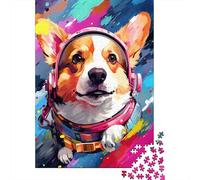 Puzzle artistico a forma di astronauta Corgi, rompicapo in cartone riciclato al 100% per bambini e adulti dai 12 anni in su, regali di Natale, 1000 pezzi (38x26 cm)