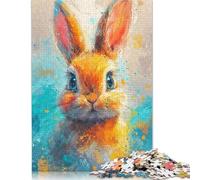 Puzzle artistico a tema coniglietto al tramonto, rompicapo in cartone riciclato al 100% per bambini e adulti dai 12 anni in su, regali per la festa del papà, 1000 pezzi (26x38 cm)
