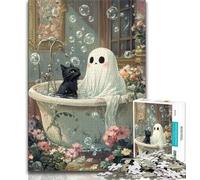Puzzle artistico astratto a forma di gatto nero per adulti, 1000 pezzi, gioco rompicapo, decorazione da parete, regali unici per compleanno e Natale, 38x26cm