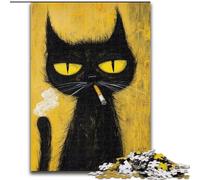 Puzzle artistico astratto con gatto nero per adulti, 1000 pezzi, giocattolo, gioco intellettuale, collezione di artisti, belle arti (dimensioni 50x75cm)