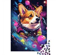 Puzzle artistico Astronauta Corgi, divertente puzzle di cartone di alta qualità per bambini o bambine, regali di Natale 1000 pezzi (38x26 cm)