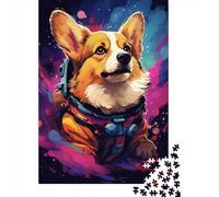 Puzzle artistico Astronauta Corgi Puzzle rettangolare in carta dura difficile per bambini adulti 1000 pezzi (75x50 cm)