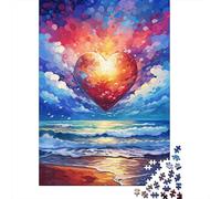 Puzzle artistico colorato a forma di cuore, puzzle premium in cartone riciclato al 100% per bambini e adulti dai 12 anni in su, regalo di Natale 1000 pezzi (38x26 cm)