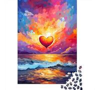 Puzzle artistico colorato a forma di cuore, sfida difficile, puzzle in cartone riciclato al 100%, regali di Natale, 1000 pezzi (75x50 cm)
