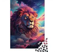 Puzzle artistico colorato a forma di leone con immagini personalizzabili, puzzle in cartone riciclato al 100% per bambini e adulti dai 12 anni, 1000 pezzi (75x50 cm)