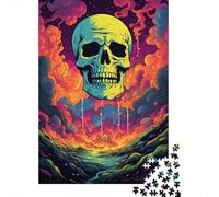 Puzzle artistico colorato a forma di teschio, divertente per tutta la famiglia, in cartone riciclato al 100%, per bambini e adulti dai 12 anni in su, regali di Halloween, 1000 pezzi (38x26 cm)