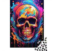 Puzzle artistico colorato a forma di teschio, puzzle premium in cartone riciclato al 100% per bambini e adulti dai 12 anni in su, regalo di Natale 1000 pezzi (38x26 cm)