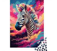 Puzzle artistico colorato a forma di zebra, decorazione unica per la casa, puzzle in cartone riciclato al 100%, per adulti, regali di Natale, 1000 pezzi (75x50 cm)