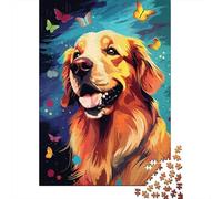 Puzzle artistico colorato di Golden Retriever, giochi stimolanti per famiglie, puzzle in cartone riciclato al 100%, regalo di compleanno per adulti, 1000 pezzi (75x50 cm)