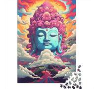 Puzzle artistico colorato raffigurante una statua di Buddha, realizzato con materiali ecologici, 100% in cartone riciclato, per adulti e bambini, regalo di Natale, 1000 pezzi (75x50 cm)