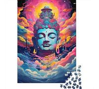 Puzzle artistico colorato raffigurante una statua di Buddha, sfida difficile, puzzle in cartone riciclato al 100% per adulti, adolescenti, regali di Halloween, 1000 pezzi (75x50 cm)