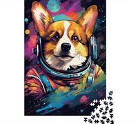 Puzzle artistico con astronauta e corgi, decorazione unica per la casa, puzzle in cartone di alta qualità per adulti e adolescenti, 1000 pezzi (38x26 cm)