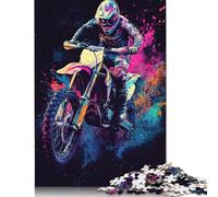 Puzzle artistico con pilota di motocross, divertente attività da fare a casa. Puzzle di cartone di alta qualità per adulti e adolescenti, regali per la festa del papà, 1000 pezzi (75x50 cm).