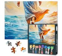 Puzzle artistico cristiano Gesù 1000 pezzi per adulti, sofisticati puzzle di famiglia, camminare sull'acqua (basato sulla fede), regalo religioso per accessori per la casa (70 x 50 cm)