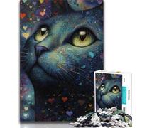 Puzzle artistico da 1000 pezzi a forma di gatto per adolescenti, regalo per ammazzare il tempo durante le vacanze, con pezzi completamente interconnessi e di forma casuale, 50x75cm
