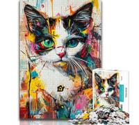 Puzzle artistico da 1000 pezzi raffigurante un gatto dipinto a olio,ideale come regalo per adolescenti,aiuta il cervello a esercitare i giocattoli che creano dipendenza e coltivano la pazienza