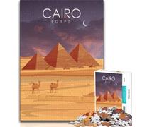 Puzzle artistico delle piramidi del Cairo, Egitto, per adolescenti, 1000 pezzi, difficile da completare ma divertente e umoristico, regalo di compleanno, regali, arte murale 38x26cm