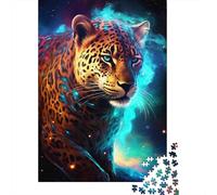 Puzzle artistico di leopardo luminoso, 100% cartone riciclato, puzzle di cartone premium per bambini adulti, regali di Halloween, 1000 pezzi (75x50 cm)