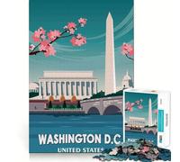 Puzzle artistico di Washington DC per ragazzi,1000 pezzi,gioco che stimola la mente,dimensioni uniformi,pezzi precisi,divertimento in famiglia,attività serale (50x75cm)