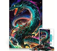 Puzzle artistico Drago al Neon da 1000 pezzi per adolescenti, rompicapo divertente per il tempo libero, assemblaggio artistico, oggetto da collezione (38x26cm)