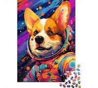 Puzzle artistico fai da te con astronauta e corgi, puzzle rettangolare in carta, per regalo di compleanno per bambini o bambine, 1000 pezzi (75x50 cm)
