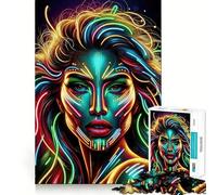 Puzzle artistico futuristico al neon da 1000 pezzi per adolescenti, ideale per il gioco rilassante e di richiamo, con dettagli nitidi e accattivanti, un regalo perfetto (38x52cm)