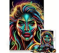 Puzzle artistico futuristico al neon da 1000 pezzi per adolescenti, ideale per il gioco rilassante e di richiamo, con dettagli nitidi e accattivanti, un regalo perfetto (38x52cm)