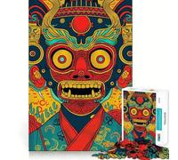 Puzzle artistico giapponese con maschere Oni Yokai per ragazzi, 1000 pezzi, gioco rilassante, dettagli vivaci, passatempo per tutta la famiglia, sorpresa di Natale (38x52cm)