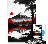 Puzzle artistico giapponese Red Moon per adulti, 1000 pezzi, stimola la memoria, gioco di gruppo, assemblaggio, sorpresa natalizia (38x26cm)