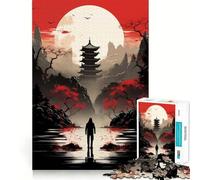 Puzzle artistico giapponese rosso per ragazzi, 1000 pezzi, gioco di logica, lento, divertente, taglio perfetto, sorpresa di compleanno (50x75cm)