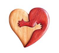 Puzzle artistico in legno a forma di cuore, scultura ttoken 'amore, ricordo rustico a forma di cuore, design puzzle con accento da scrivania, ornamento da abbraccio inciso per decorazione da
