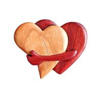 Puzzle artistico in legno a forma di cuore, scultura ttoken 'amore, ricordo rustico a forma di cuore, design puzzle con accento da scrivania, ornamento da abbraccio inciso per decorazione da