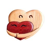 Puzzle artistico in legno con cuore - Token puzzle a doppio cuore, regalo premuroso | Puzzle con abbraccio inciso con vassoio per scultura da scrivania personalizzata per San, ornamento di