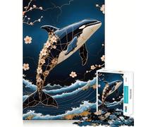 Puzzle artistico Kintsugi con orca per adulti, 1000 pezzi, rompicapo rilassante, immagine da assemblare, regalo di Natale (50x75cm)
