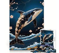 Puzzle artistico Kintsugi con orca per adulti, 1000 pezzi, rompicapo rilassante, immagine da assemblare, regalo di Natale (50x75cm)