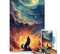 Puzzle artistico "Lupo che ulula alla luna" da 1000 pezzi per adulti,gioco di memoria divertente,taglio esperto,attività di gruppo rilassante da fare in casa (38x26cm)