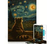 Puzzle artistico Notte stellata con procione per ragazzi, 1000 pezzi, gioco di logica, rilassante, taglio preciso, (38x52cm)