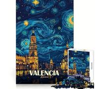 Puzzle artistico "Notte stellata" di Valencia, Spagna, per ragazzi, 1000 pezzi, migliora la memoria, leggero, distrazione, taglio laser, regalo premuroso (38x26cm)