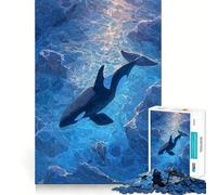 Puzzle artistico "Orca nell'oceano blu" da 1000 pezzi, gioco rilassante per lo sviluppo della mente, taglio di precisione, pezzo da collezione (38x26cm)