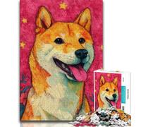 Puzzle artistico per adolescenti Shiba Inu da 1000 pezzi gioco stimolante e gioco per famiglie regalo di compleanno regali arte murale 75x50cm