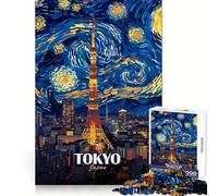 Puzzle artistico "Torre di Tokyo - Notte stellata" per ragazzi, 1000 pezzi, per stimolare la memoria e il tempo libero, con bordi puliti, un regalo delizioso 50x75cm