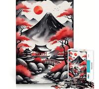 Puzzle asiatico rosso e nero da 1000 pezzi per adolescenti, stimola la memoria, rilassante, taglio premium, sorpresa di compleanno (50x75cm)