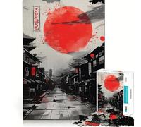 Puzzle asiatico rosso e nero da 1000 pezzi per adulti, regalo, sfida mentale, gioco facile, tempo libero, taglio preciso, regalo speciale (50x75cm)