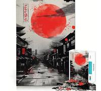 Puzzle asiatico rosso e nero per adulti, 1000 pezzi, stimolante per la mente, di alta qualità, con bordi decorati, da collezione (38x26cm)