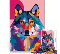 Puzzle astratto a 1000 pezzi con lupo per ragazzi, stimolante per la logica e il divertimento, ideale per il tempo libero Regalo speciale (50x75cm)