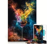 Puzzle astratto a forma di bicchiere da vino,1000 pezzi,gioco di logica,pezzi a incastro preciso,divertimento assicurato per tutta la famiglia (38x52cm)