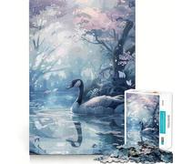 Puzzle astratto a forma di cigno da 1000 pezzi per adulti, gioco di puzzle rilassante e divertente, taglio di alta qualità, regalo di compleanno 38x26cm