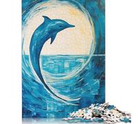 Puzzle astratto a forma di delfino, giocattolo di carta rettangolare per bambini e bambine, regalo per la festa del papà, 1000 pezzi (26x38 cm)