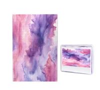 Puzzle astratto acquerello viola 1000 pezzi puzzle puzzle personalizzato in legno foto puzzle per adulti foto puzzle arte appeso alla parete decorazione per compleanno, matrimonio, San Valentino