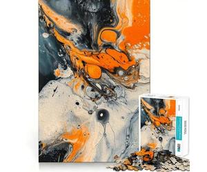 Puzzle astratto arancione da 1000 pezzi per adulti, ideale come regalo, per migliorare la memoria e favorire il rilassamento mentale Taglio di alta qualità Una piacevole sorpresa (50x75cm)